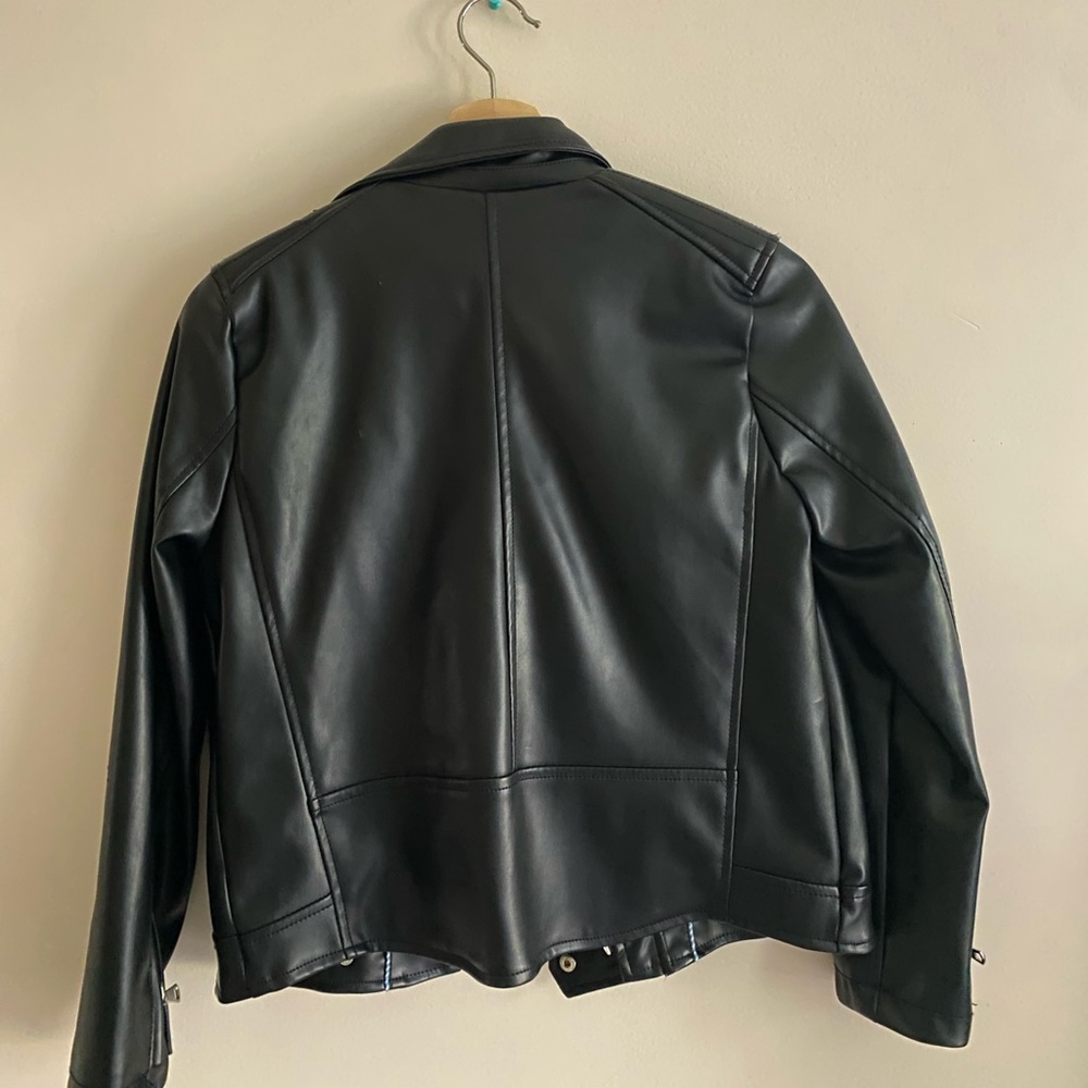 zara black leather jacket